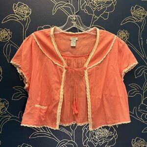 ODILLE delicate OPEN FRONT top cami robe PAJAMA pink LACE size 12